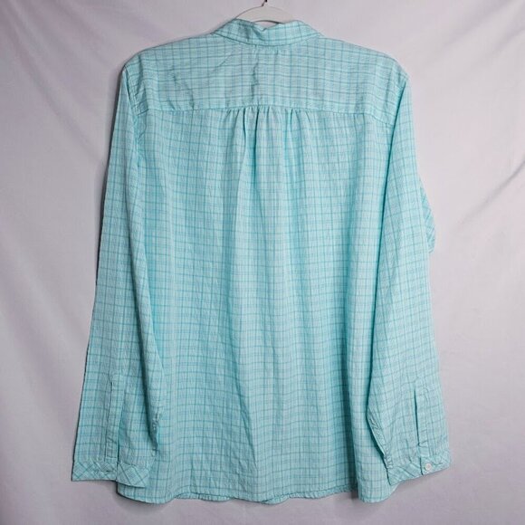 EDDIE BAUER Women's Button Up Down Shirt LIGHT GREEN PLAID size XXL Long Sleeve - Picture 5 of 5